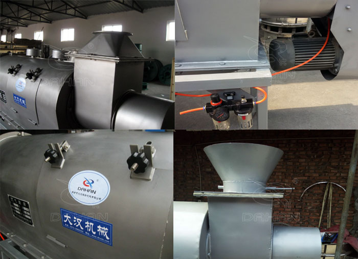 氣旋篩：電機，進料口，氣壓裝置等特寫圖片