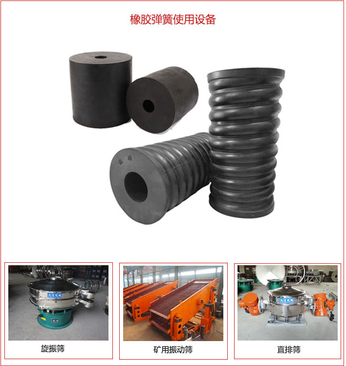 橡膠彈簧適用設備：旋振篩，礦用振動篩，直排篩等